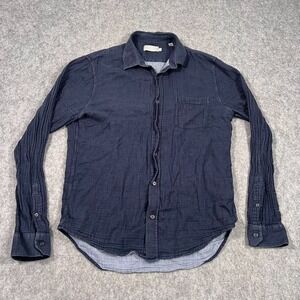 Vince Navy Blue Double Face Regular‎ Fit Button Up Shirt Men's Size Medium